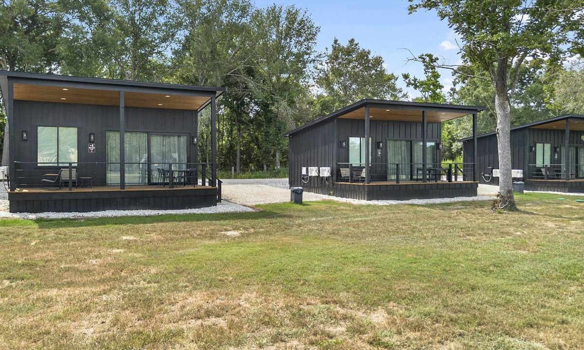 Waller Cabin | Luxury Tiny Home Retreat with Pool, Goats & Pond near Houston in Hempstead, Texas