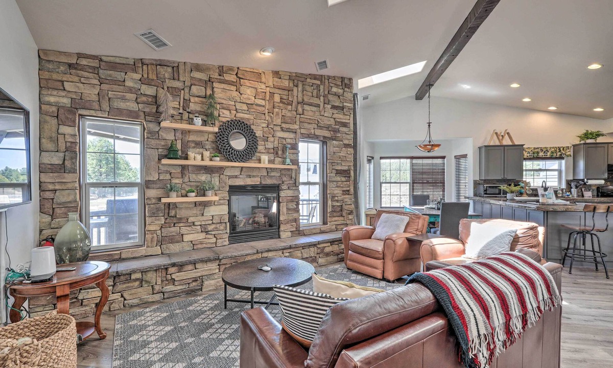 Mountainaire Cabin | Modern Flagstaff Home: Deck, Patio + Fire Pit