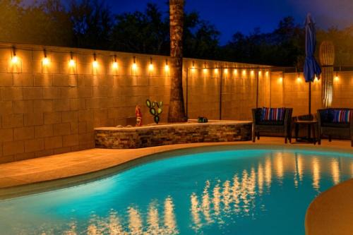 Rancho Vistoso House | Private Pool & Waterfall Evening Lights