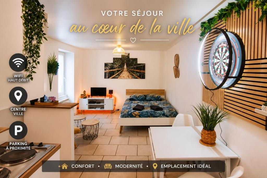 Gaillon Apartment | studio cosy & fun face aux château fléchettes