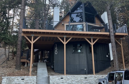 Blue Jay Cabin | Beautiful updated 3 level home with high ceilings, a wall of windows & game room