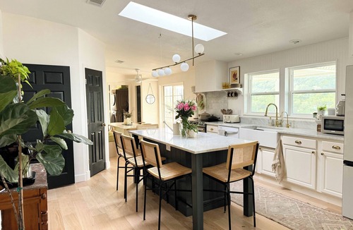 Johnson City House | Designer Luxury Cottage with Saltwater Pool on Private 4 Acres