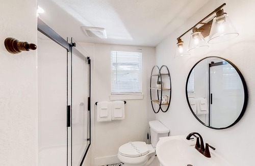 St. Augustine South House | Inviting home with pool, full kitchen, enclosed yard, firepit, central AC, & W/D
