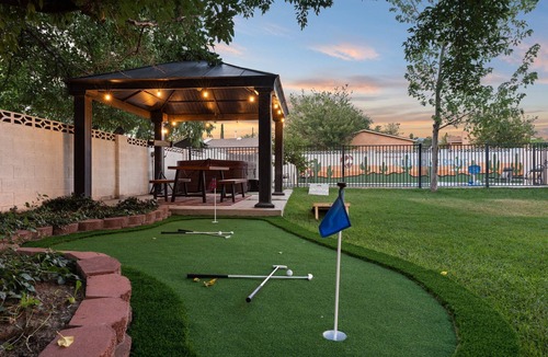 Northeast Heights House | Luxury Amenity Paradise! Sleeps 18 - Pool, Hot Tub, Game Room, Golf, Fire Pit!