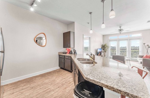 Greater South River City Apartment | Prime SoCo 2BR King Suite w/GymPickleballLaundry