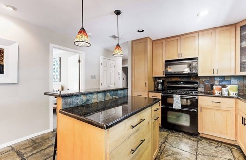 Galindo House | Single-story home with furnished patio, fast WiFi, washer/dryer, & central AC
