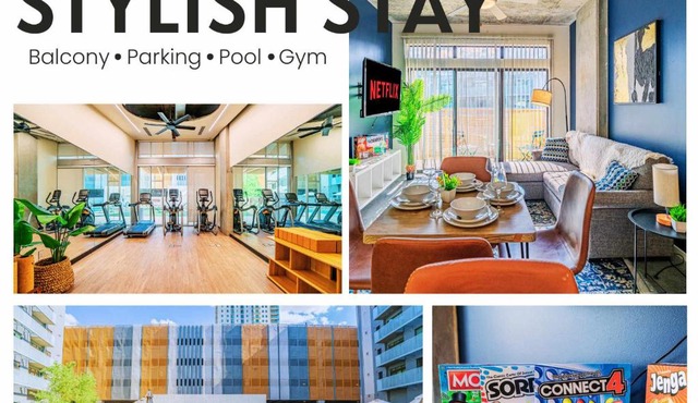 2BR Roosevelt Row Gym Pool Parking Sleeps 8