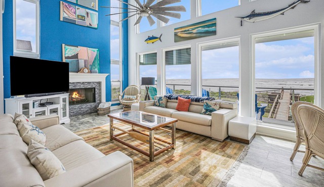 Beachfront Getaway w/ Stunning Views, Private Boardwalk to Beach & Huge Deck