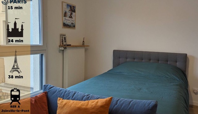Bright studio near Paris with easy access to Disneyland via the RER A line in Champigny-sur-Marne
