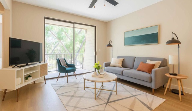 Calm 1BR King Retreat | Poolside Bliss w/Gym & Parking