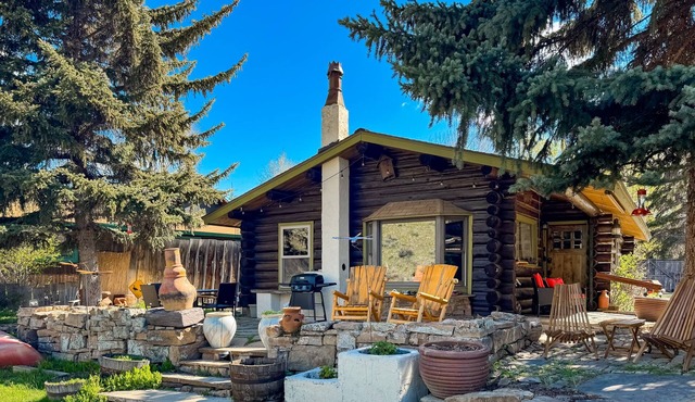 Dog-friendly waterfront cabin on Flat Creek with wood stove, creek view, firepit in Jackson