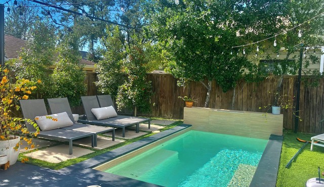 Eco-friendly oasis with a pool