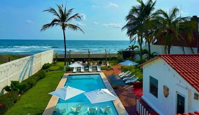 HUGE BEACHFRONT GATED HACIENDA w/CASITA, POOL sleeps 16 Max VRBO Rated #1