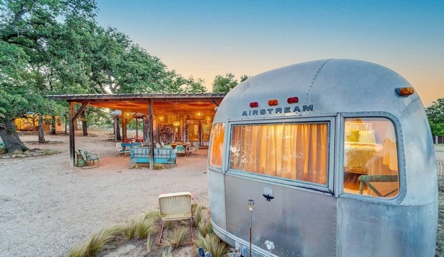 Luxury Airstream Campsite Nestled Beneath Oak Trees Outside of Austin, Texas