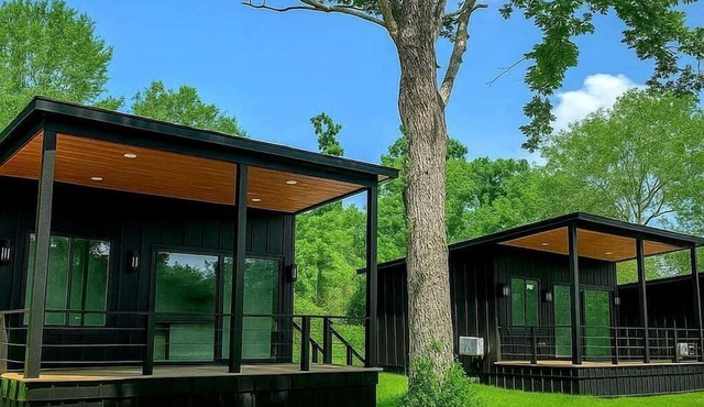 Modern Farmhouse Tiny Home Resort with Goats & Pool near Houston, Hempstead Texas