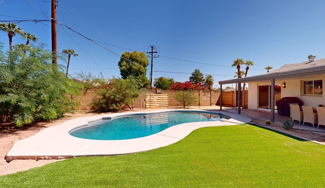 Modern updated home with private pool, large yard, gas grill