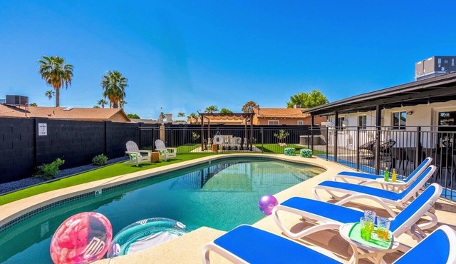 Old Town Papago Abode with Resort-Style backyard with Pool, Hot Tub, & Games +pet friendly