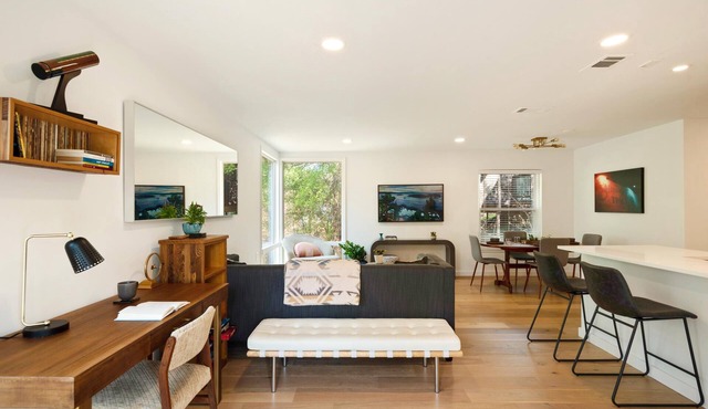 Remodeled duplex in Barton Hills with open kitchen, great patio. Sunset views.