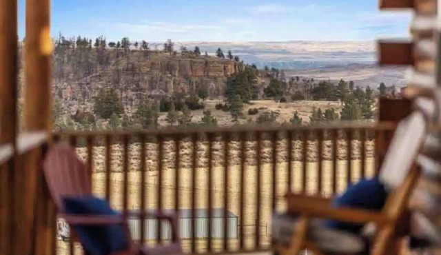 Spacious cabin with incredible views, wood fireplace, hot tub, and Wi-Fi!
