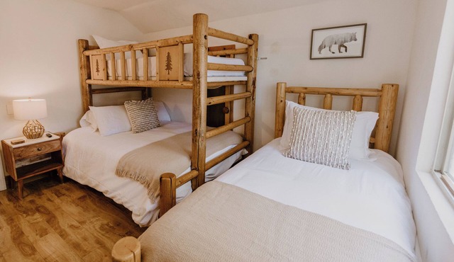 This Cabin is rustic, located minutes to slopes & village