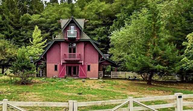 Upscale Farmhouse Cabin Encircled by Redwoods, Northern California