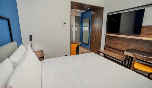 Room with One Queen Bed and Walk-In Shower