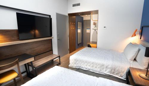 Double Room with Two Double Beds and Walk-In Shower